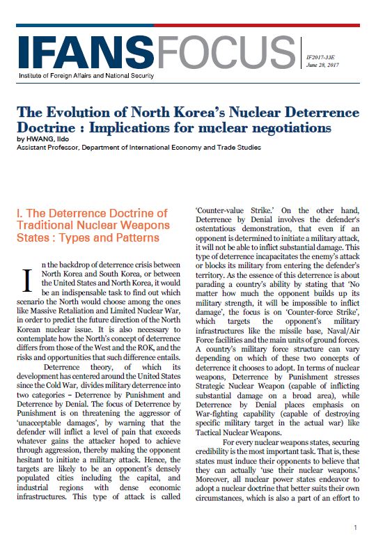 The Evolution of North Korea’s Nuclear Deterrence Doctrine : Implications for nuclear negotiations
