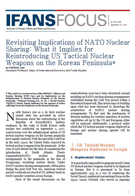 Revisiting Implications of NATO Nuclear Sharing: What it Implies for Reintroducing US Tactical Nuclear Weapons on the Korean peninsula