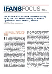 The 50th US-ROK Security Consultative Meeting (SCM) and Tasks Ahead: Focusing on Wartime Operational Control (OPCON) Transfer